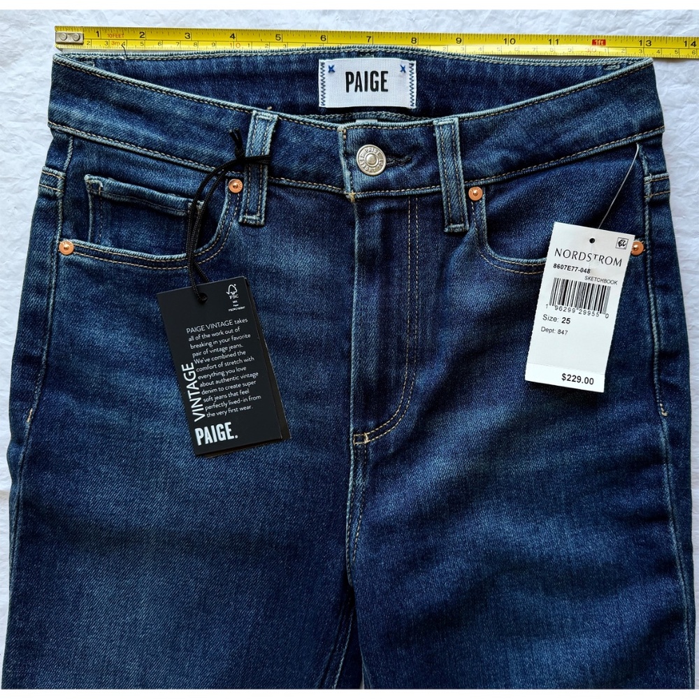 PAIGE NWT GEMMA HIGH RISE CIGARETTE LEG STRETCH SKETCHBOOK JEAN. SIZE 25 - Picture 9 of 14